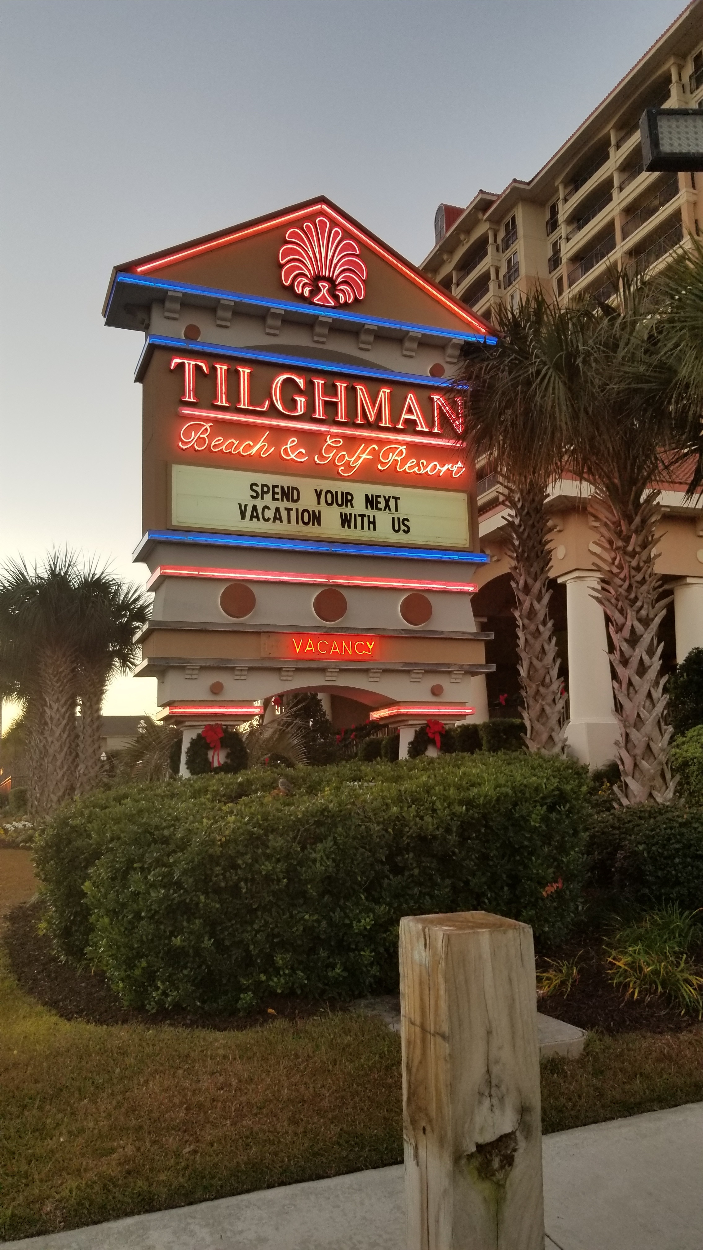 tilghman sign at night